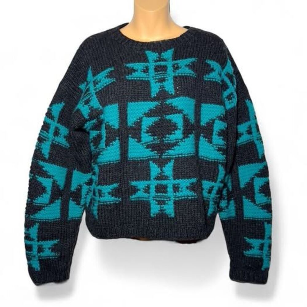 Woolrich Chunky Sweater Size M Boho Heritage Retro 90s Cabin Wool Drop Shoulder